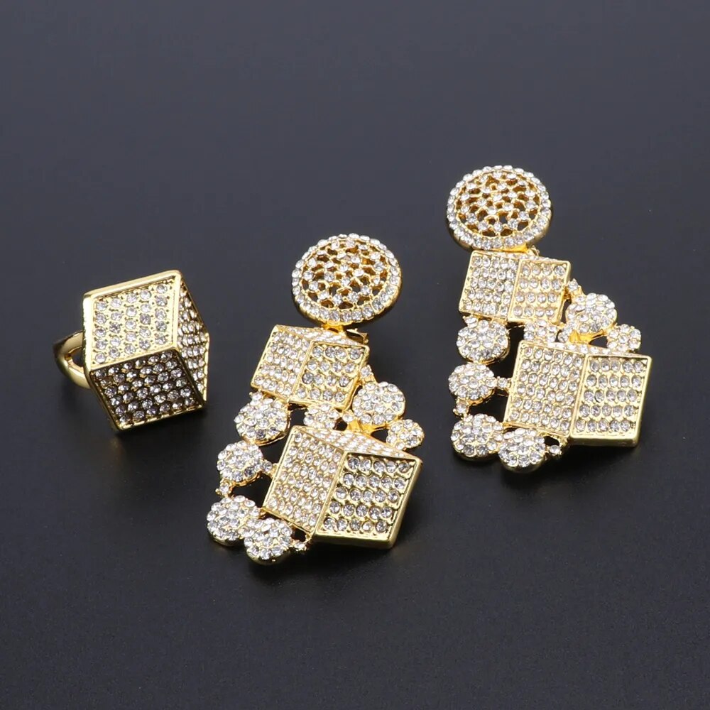 Crystal Cube Illusion Jewelry Set (Silver/Gold)