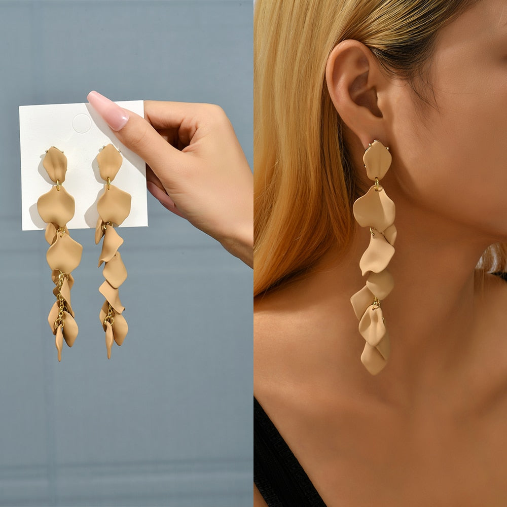 Long/Short Acrylic Flower Petals Dangle Earrings (40 Styles)