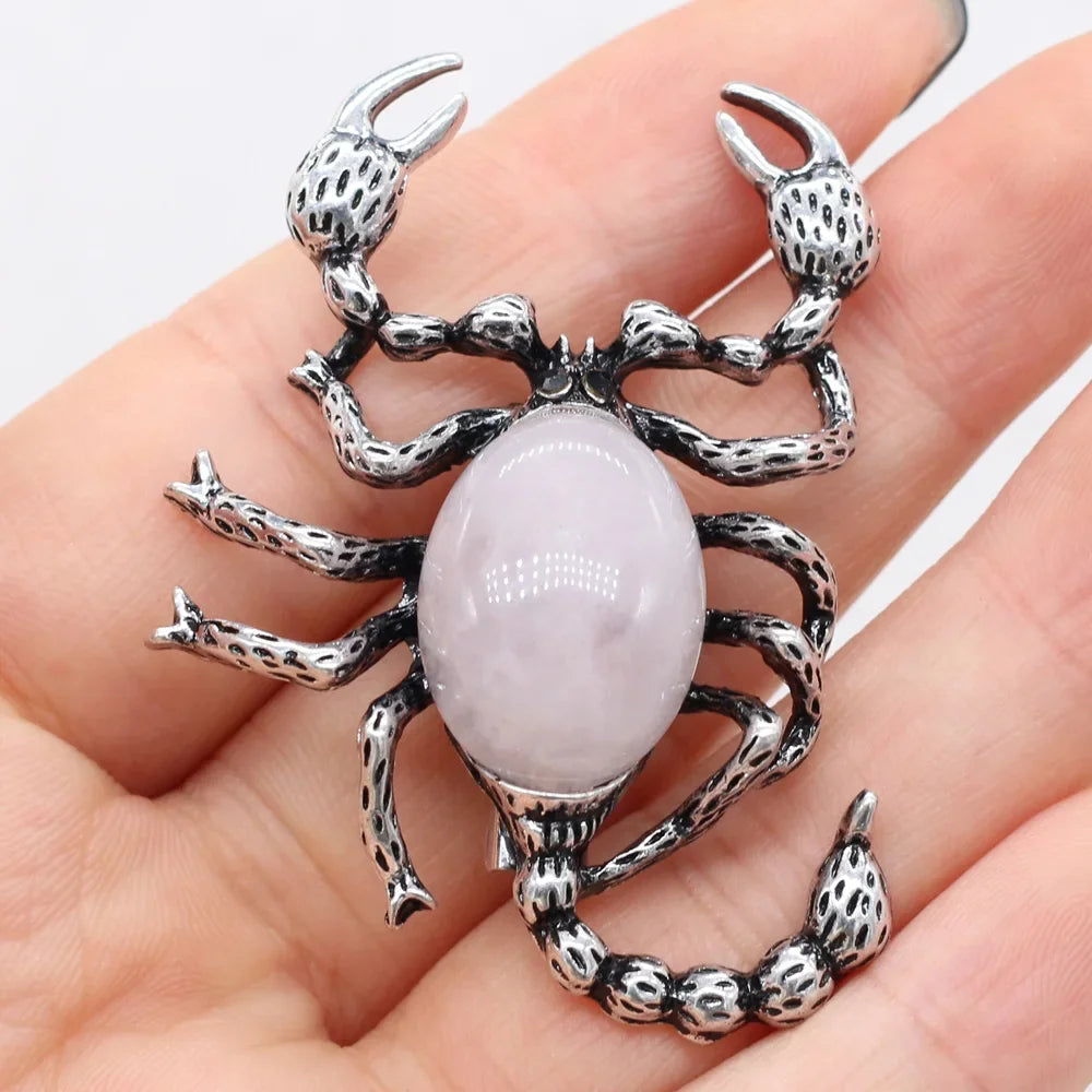 Natural Stone Crystal Scorpion Brooch