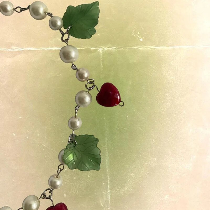 Ivy Heart Pearl Choker Necklace