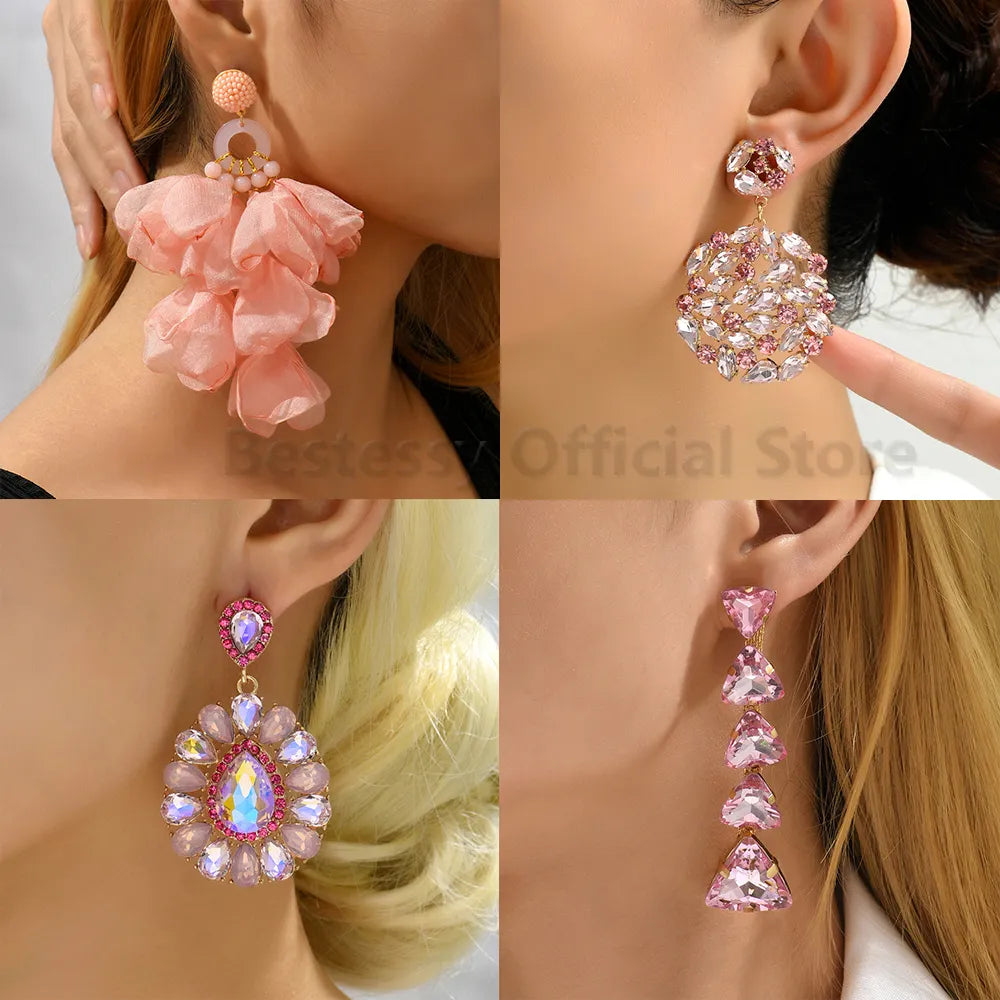 Pink Luxury Crystal Earrings (30 styles)