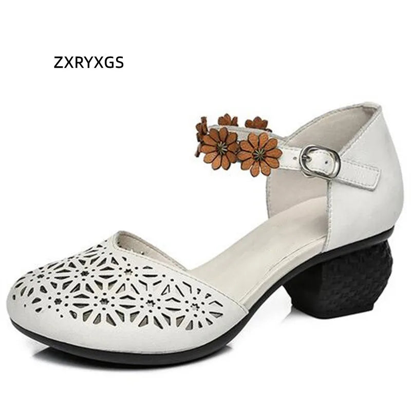 Floral Leather Sandal Heels (6 styles)