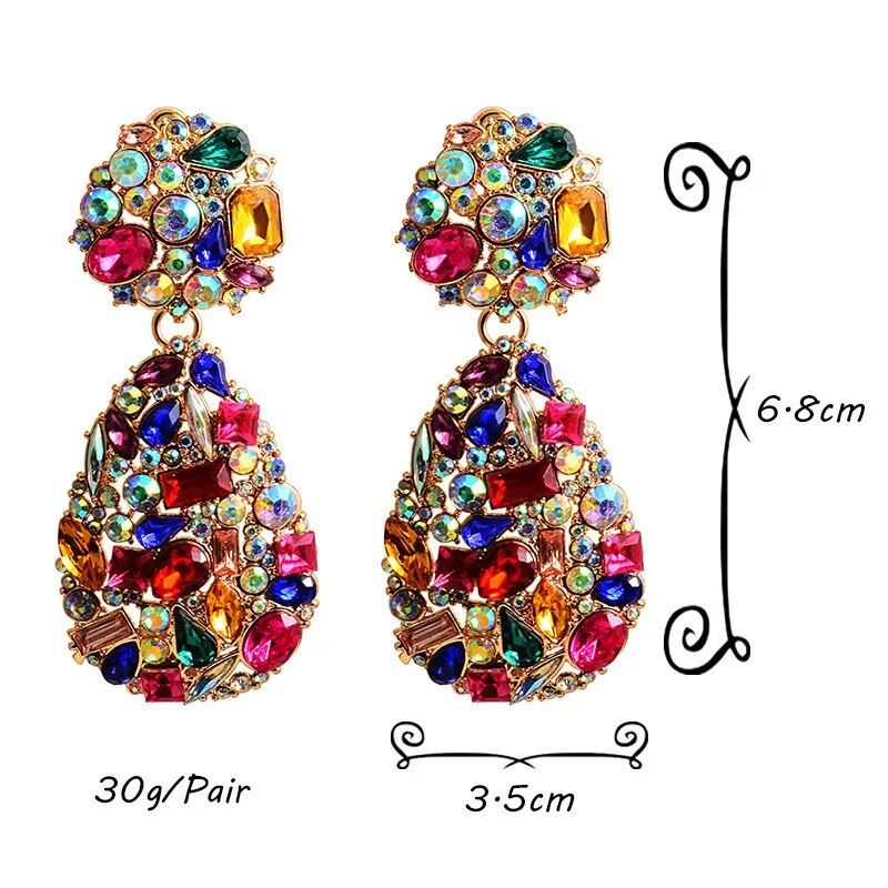 Colorful Crystals Drop Earrings (9 colors)