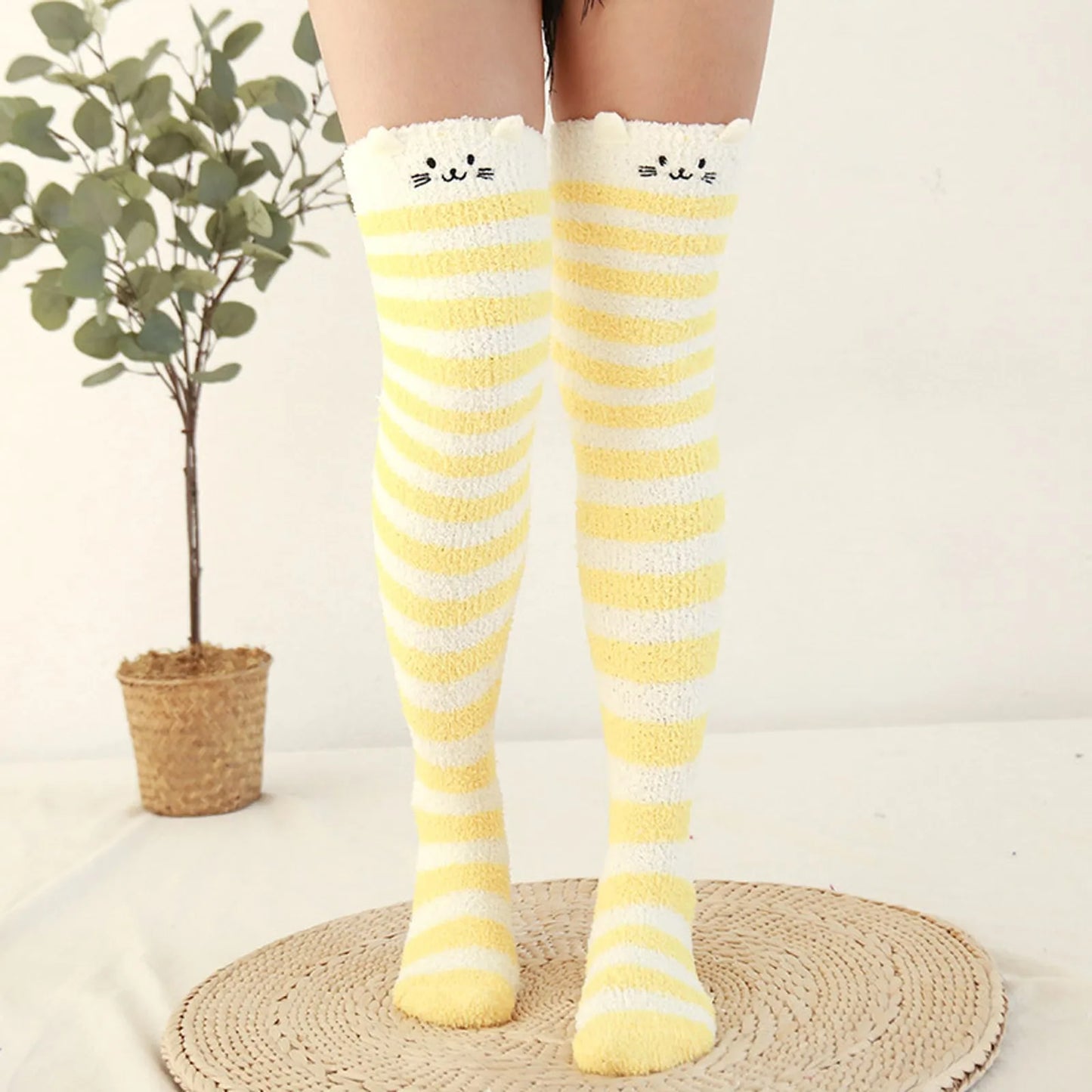 Cute Striped Fuzzy Stockings (4 Options)