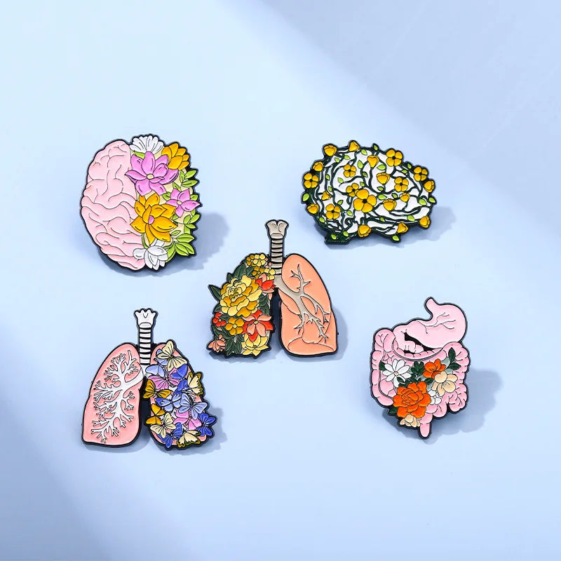 Enamel Flower Organs Brooches