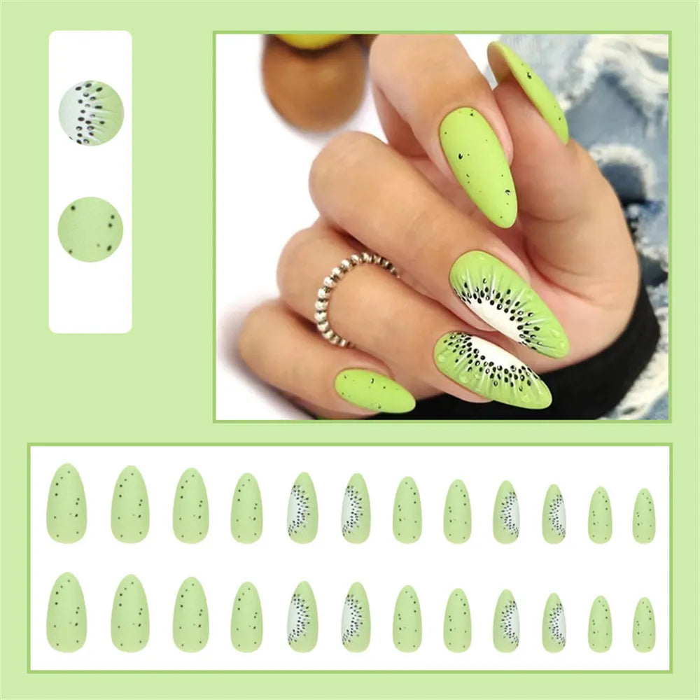 24pcs Kiwi Press On Nails