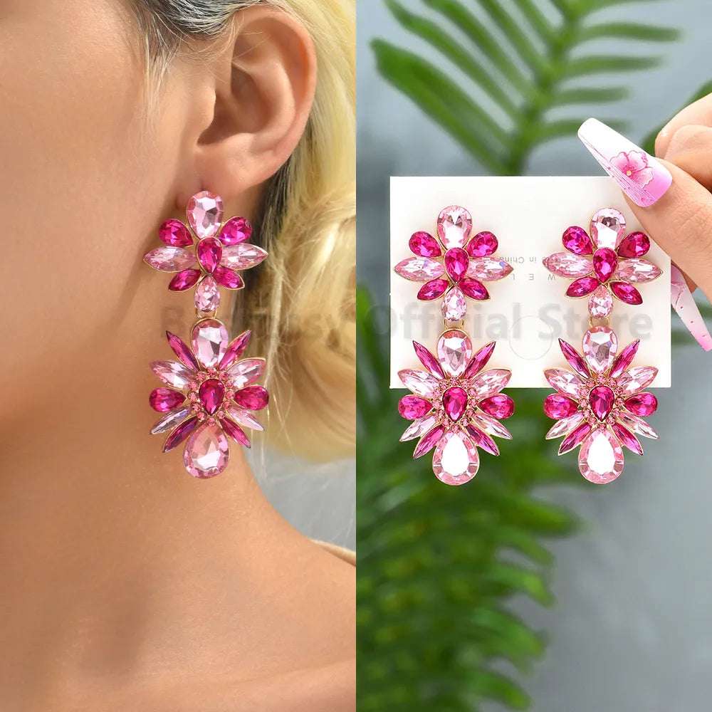 Crystal Flowers Earrings (8 colors)