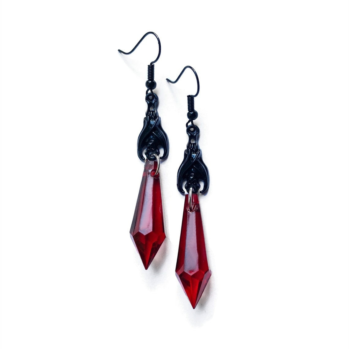 Gothic Vampire Earrings (Black/Red)