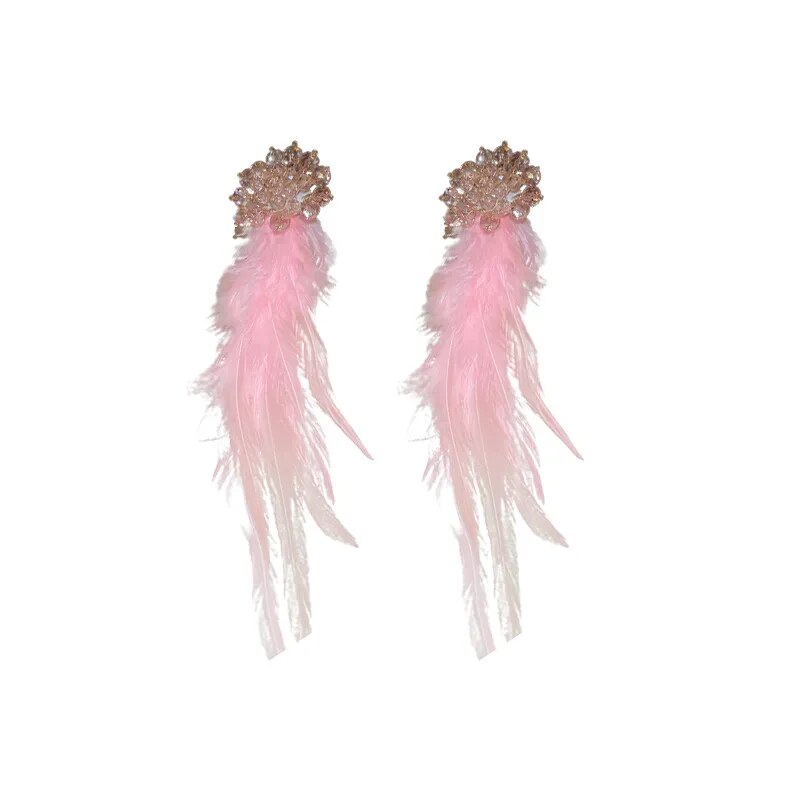 Pink Feather Earrings