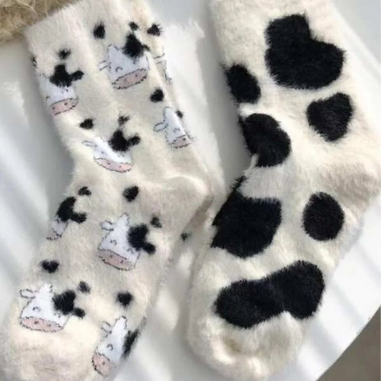 Fuzzy Cow Socks (2 styles)