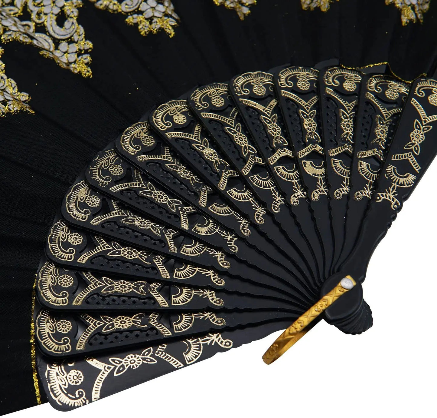 Gold Detailed Hand Fan (9 colors)