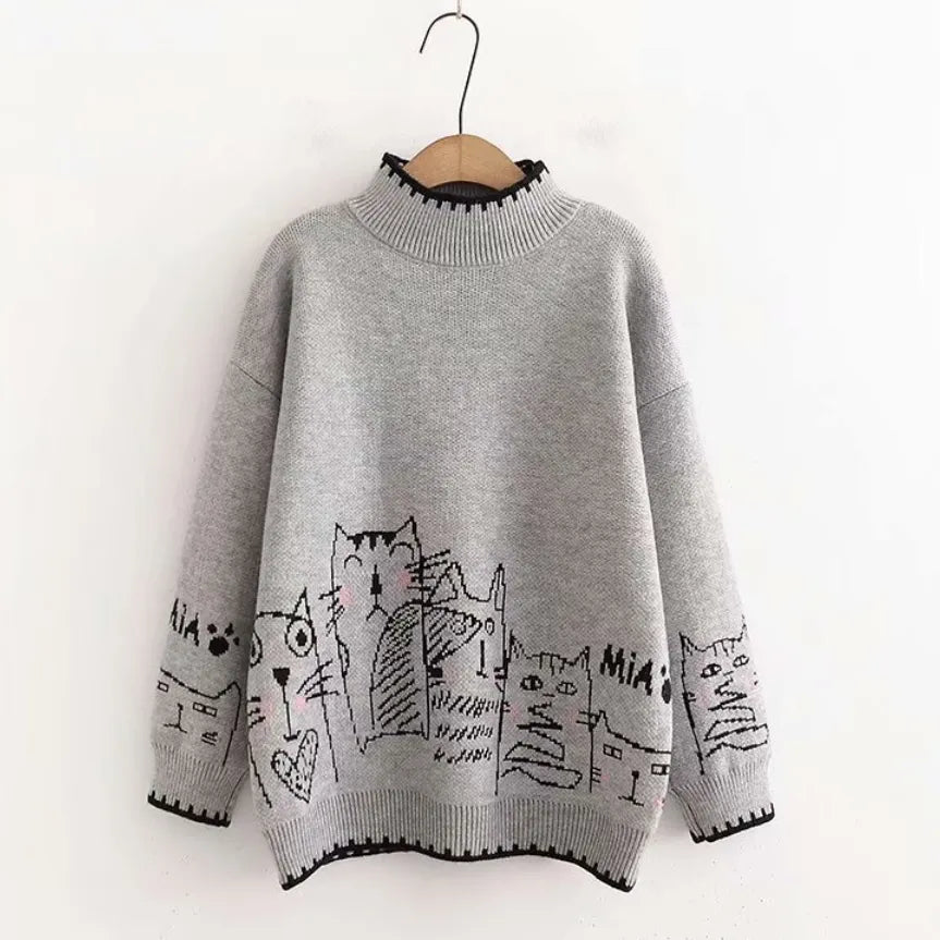 Cartoon Cats Sweater (3 colors)