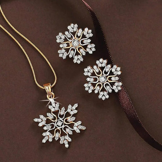 Snowflake Necklace & Earring Set (Silver/Gold)