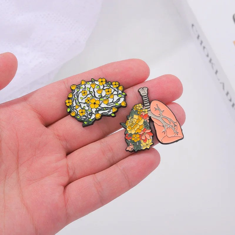 Enamel Flower Organs Brooches