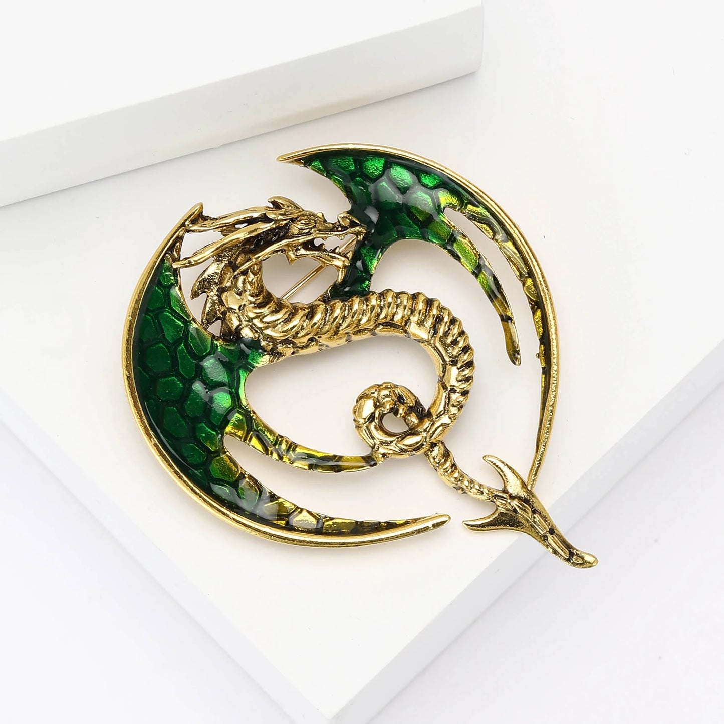 Enamel Round Flying Dragon Brooches