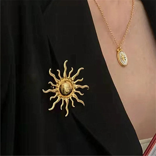 Gold Sun Brooch Pin