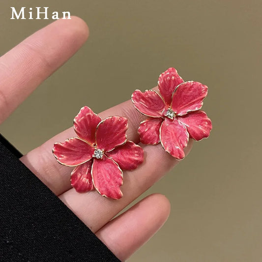 Red Flower Earrings