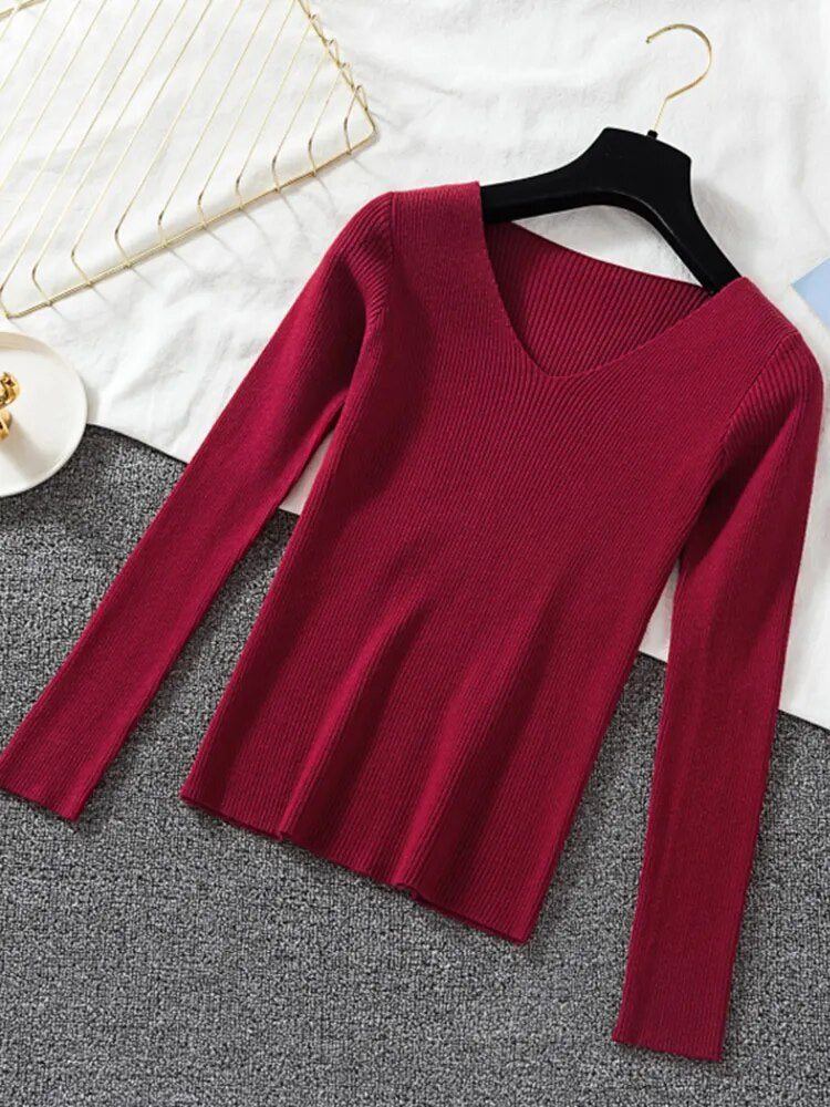 Long Sleeve V-neck Top (12 colors)