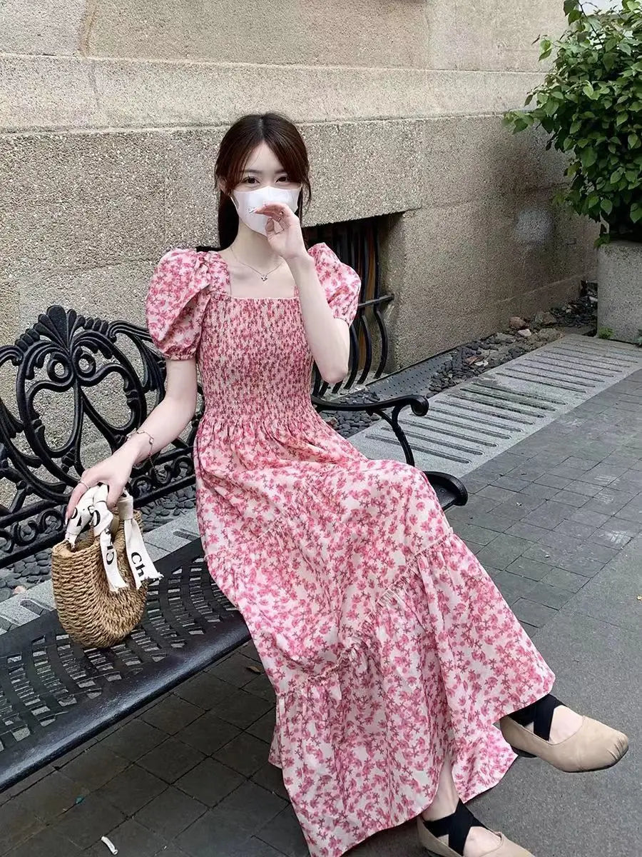 Romantic Summer Dress (Apricot/Pink)