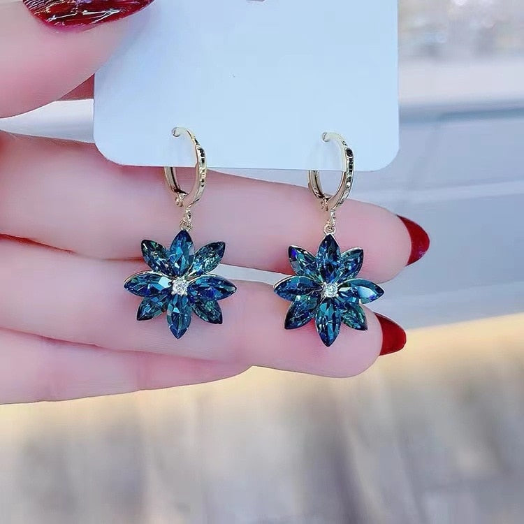 Crystal Flower Earring (blue/pink)