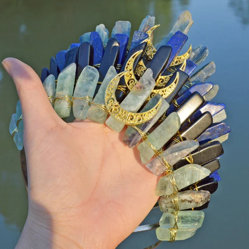 Frosted Effect Natural Raw Crystal Quartz Tiara