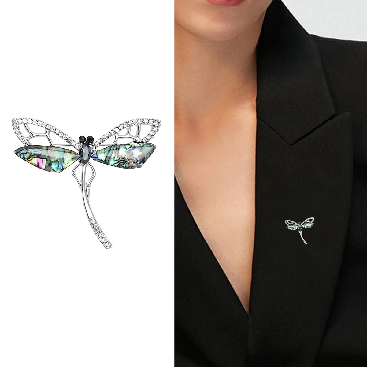 Shell Dragonfly Brooches