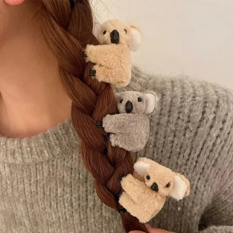 Plush Koala Bear Hair Claw Clips