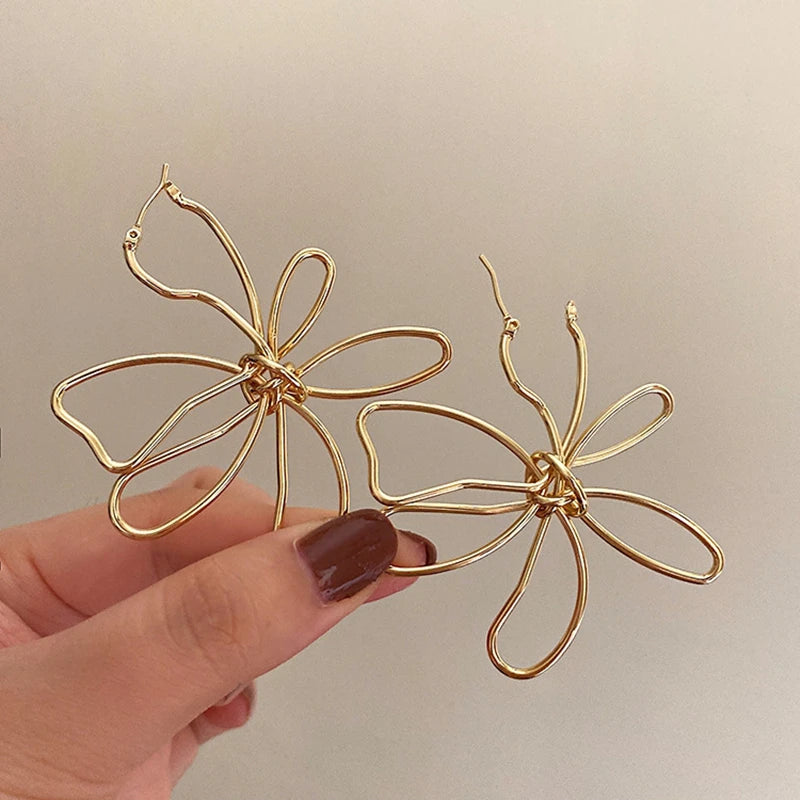 Abstract Flower Earrings (Silver/Gold)