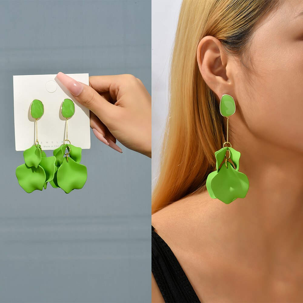 Long/Short Acrylic Flower Petals Dangle Earrings (40 Styles)