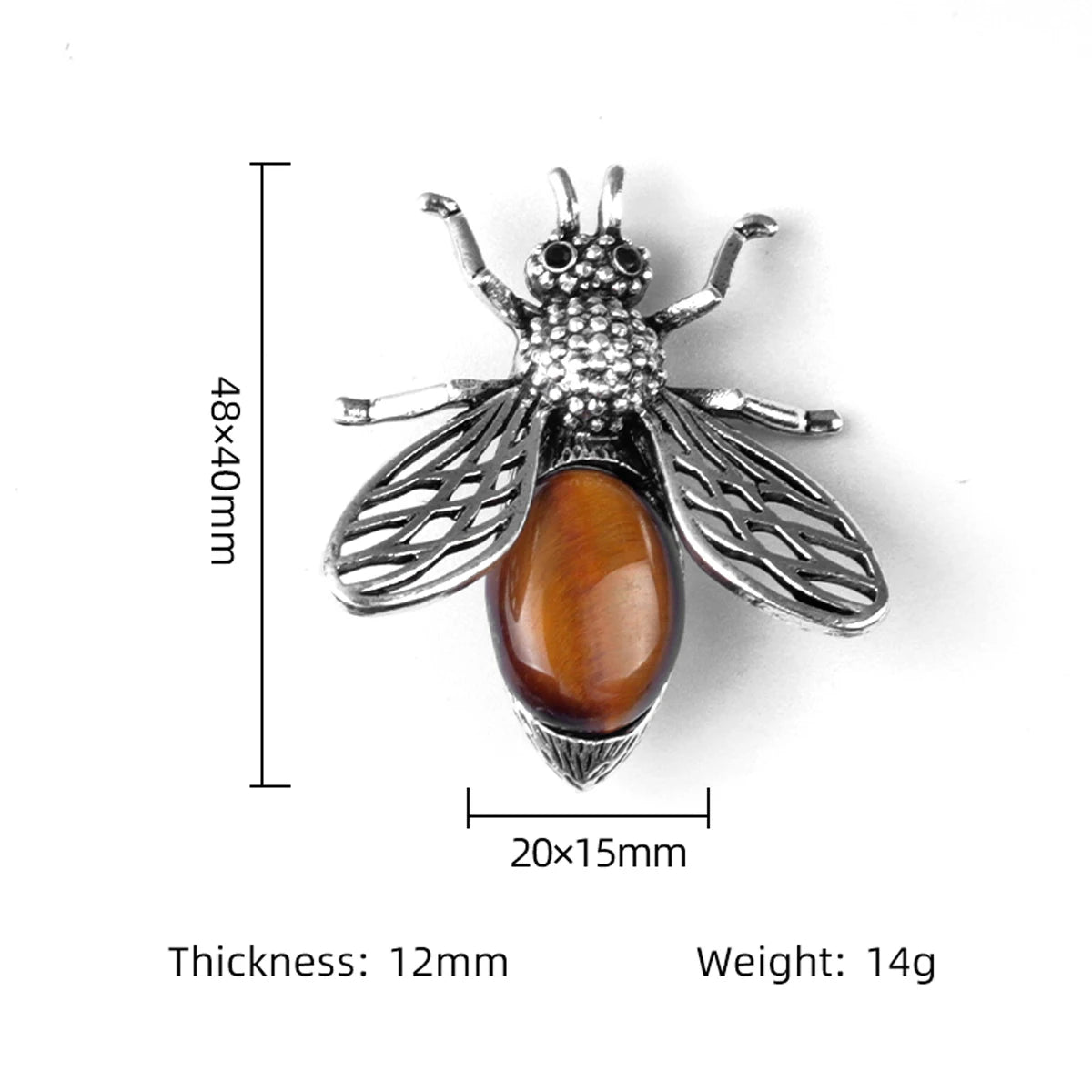 Natural Stone Crystal Insect Brooch