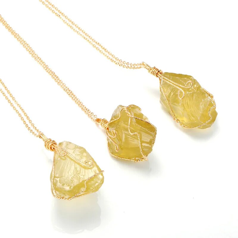 Wire Wrap Natural Quartz Necklaces (5 colors)