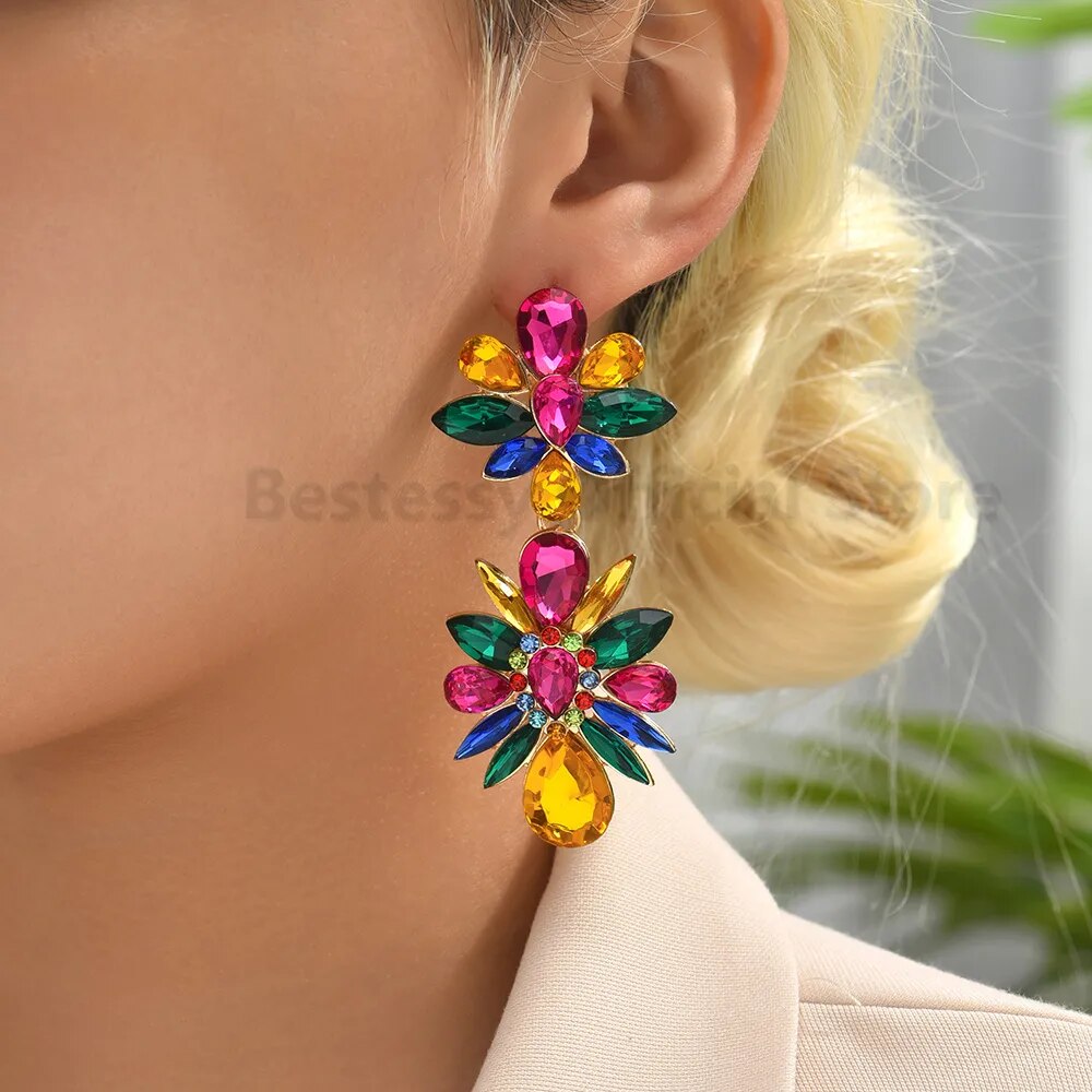 Crystal Flowers Earrings (8 colors)