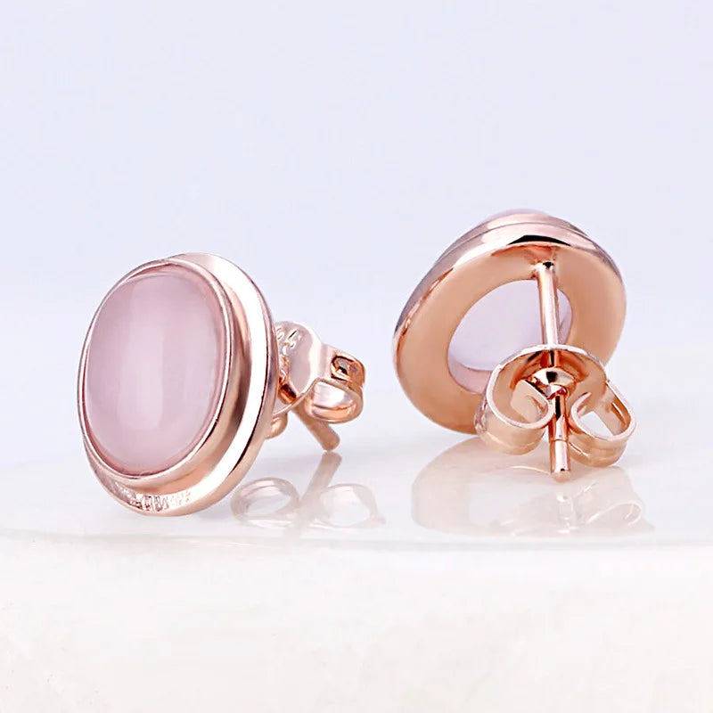 Natural Pink Quartz Jewelry Set