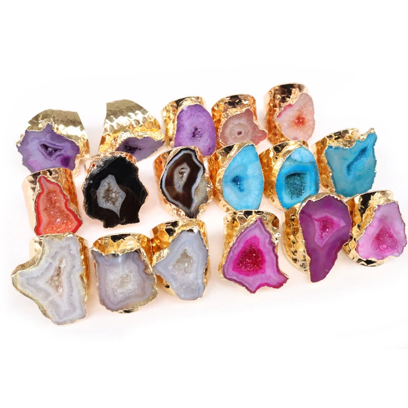 Natural Geode Stone Rings