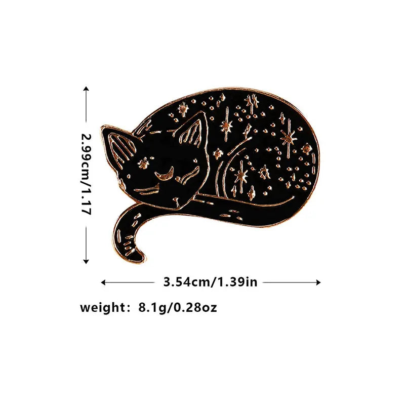 Starry Sky Black Cat Enamel Pin Brooch