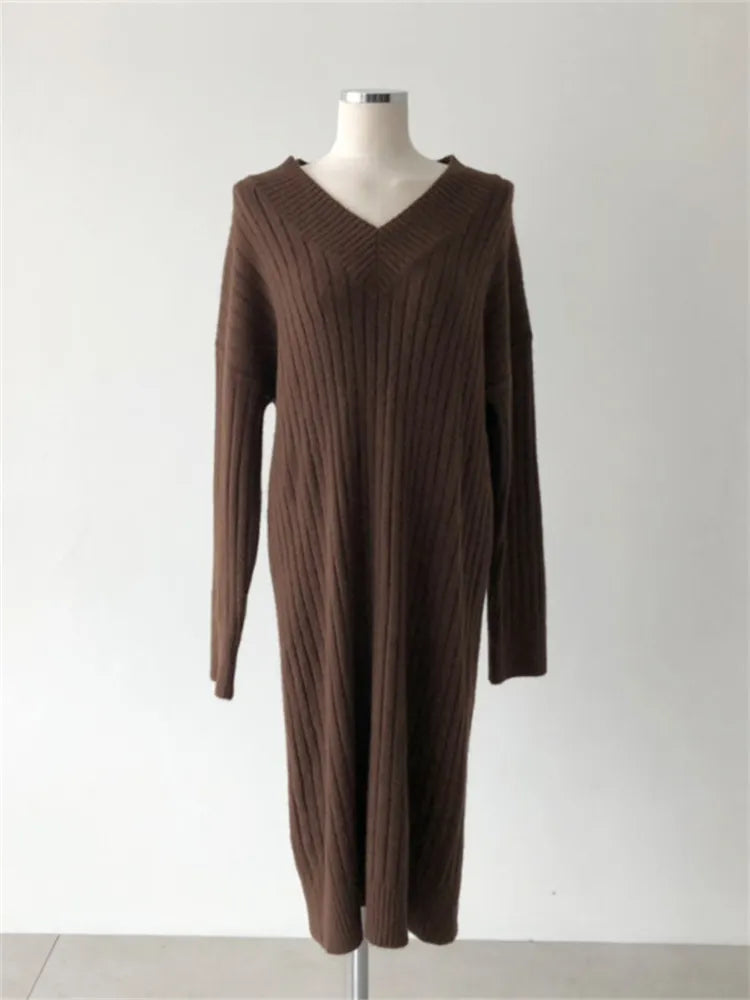 Knitted Sweater Dress (brown/beige)