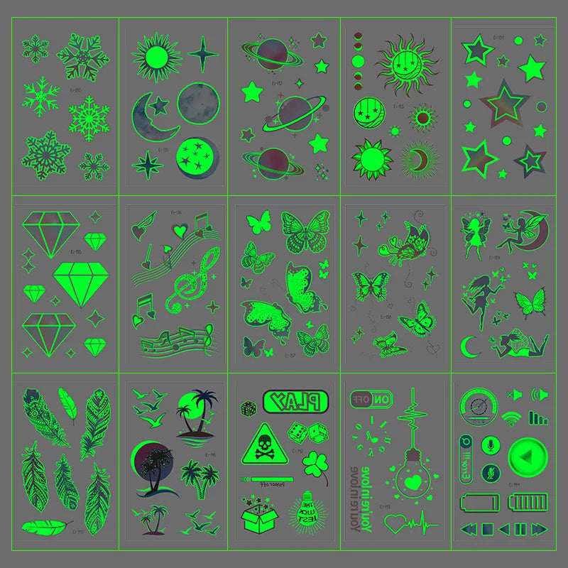 GLOW IN THE DARK Temporary Tattoo (45 options)