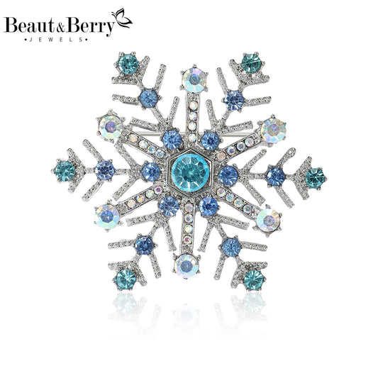 Rhinestone Christmas Snowflake Brooch