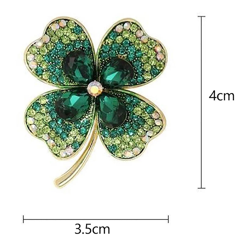 Rhinestone Clover Brooches