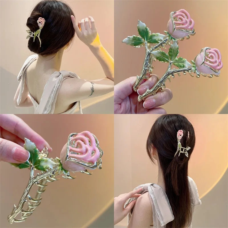 Exquisite Rose Flower Hair Clip