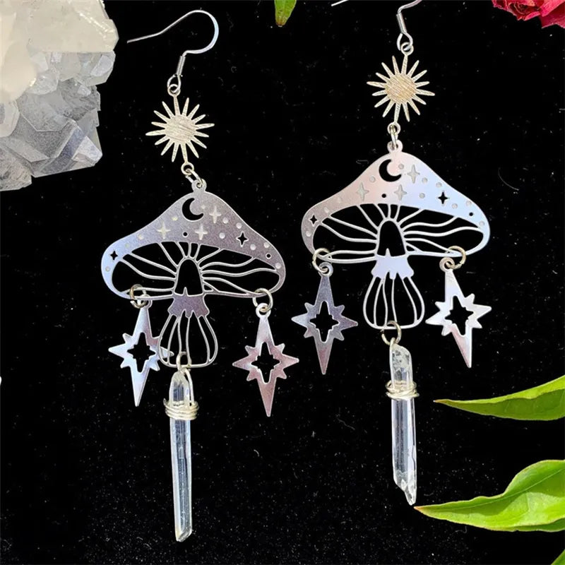 Mushroom & Crystal Earrings