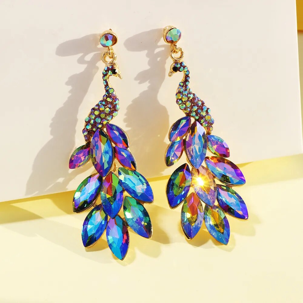 Crystal Peacock Earrings (6 colors)