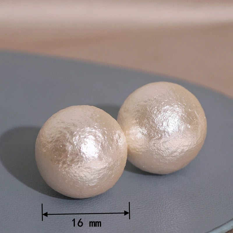 Big Simulated Pearl with Texture Stud Earring