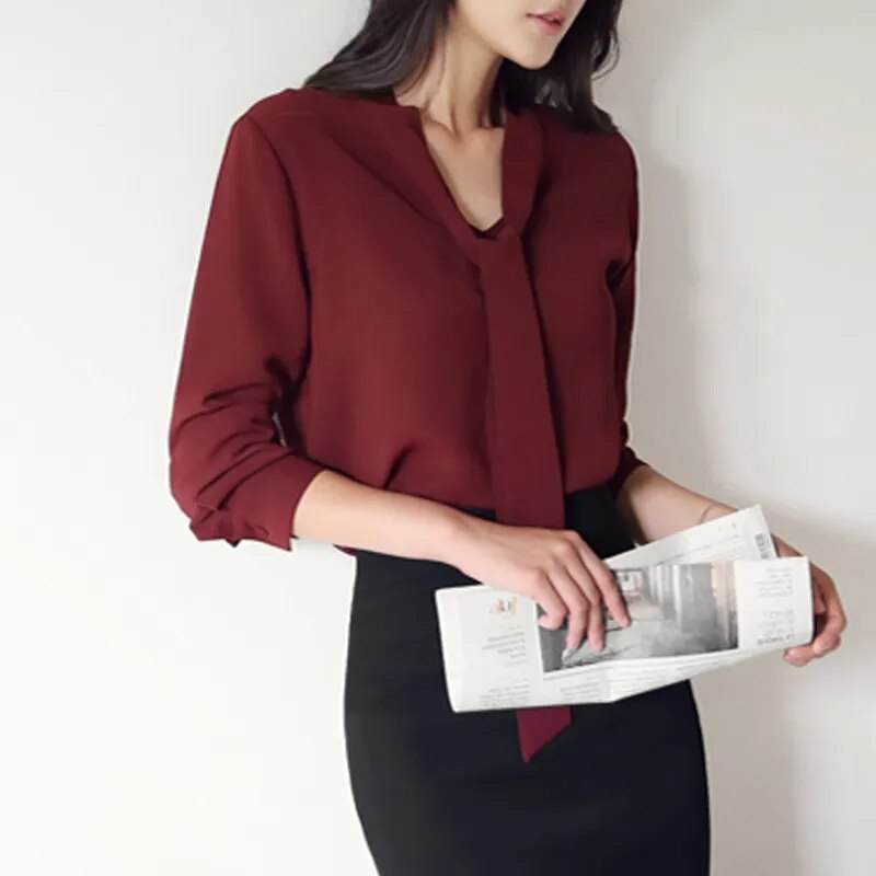 chiffon blouse (red/white/blue)