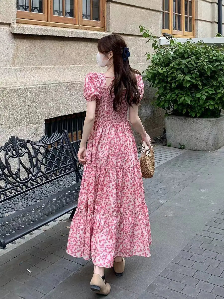 Romantic Summer Dress (Apricot/Pink)