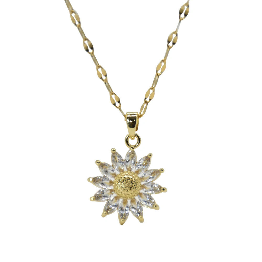 Gold Plated Sunflower Necklace