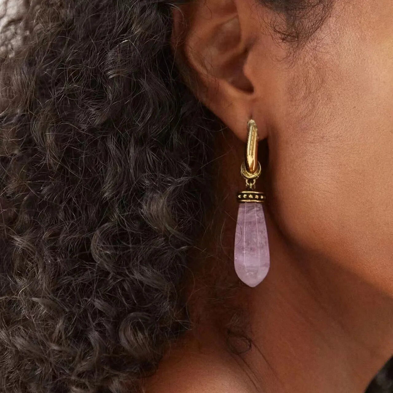 Golden Pink Crystal Earrings