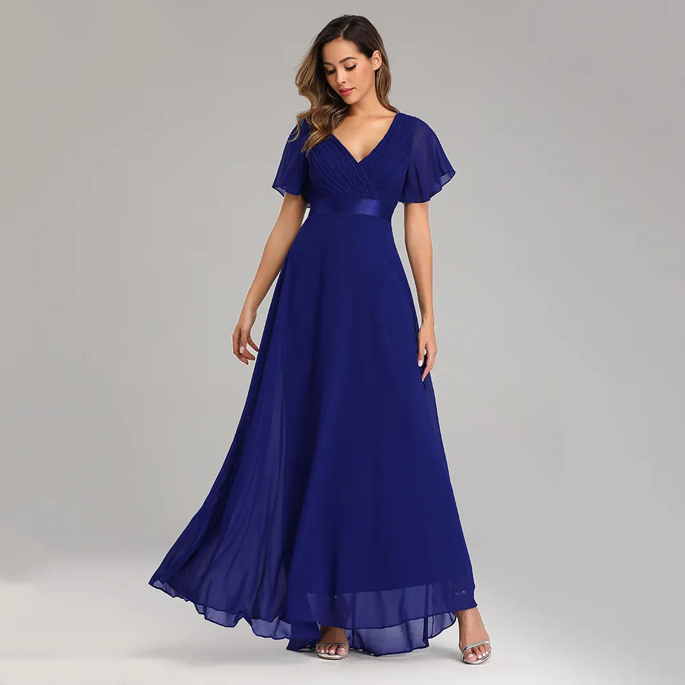 Elegant V-Neck Chiffon Gown (8 colors)