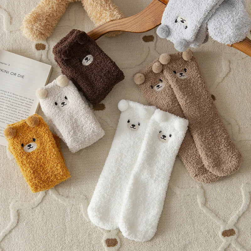 Adorable Teddy Bear Fuzzy Socks (6 colors)