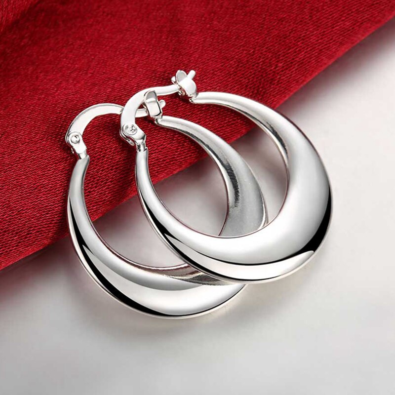 Silver Moon Hoop Earrings